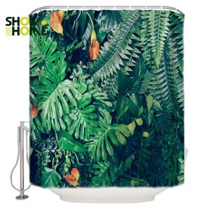 Duschvorhänge SHOWHOME Vorhang Outdoor Dschungel Tropische Blätter Badezimmer Dekor