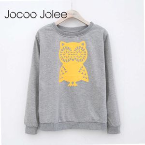 Jocoo Jolee O-neck Women Pullovers Owl Print Casual Hoodies Sweatshirt Fashion Brand Street Clothing Spring Arrival 210619