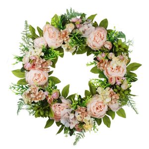 Ghirlande di fiori decorativi Ghirlanda di porte Ghirlanda di fiori Artificiale Falso Rosa Peonia Finestra Decorazione di nozze fai da te Appeso a parete per la casa Deco di Natale