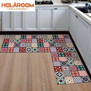 1 Piece Kitchen Rug Cheaper Anti-slip Modern Area Rugs Living Room Balcony Bathroom Printed Carpet Doormat Hallway Geometric Mat