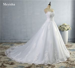 ZJ9059 White Ivory 2021 Lace Bottom Wedding Dresses Bridal Dress with big train gown Plus Size 2-26W