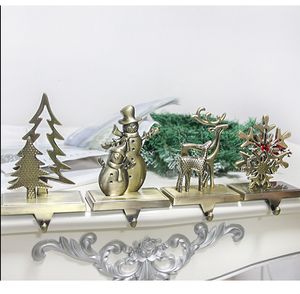Christmas Decorations Metal Hooks Snowflake Snowman Xmas Tree Elk Stocking Hang Creative Geometry Zinc Alloy