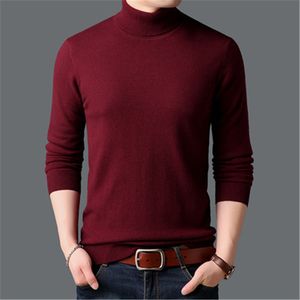 Herbst und Winter neuer High-Neck-Bottom-Shirt-Herrenpullover, reiner, lässiger Slim-Fit-Wollpullover