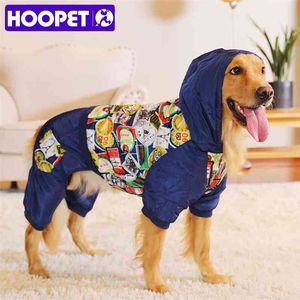 Hoopetペット服暖かい綿のレジャースタイルの秋のオーバーオール犬のための冬のコートの大きい犬はジャケット犬210809を描く