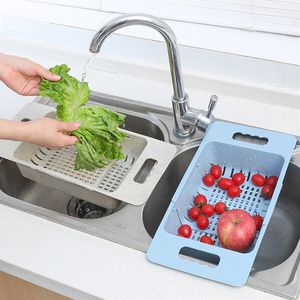 Adjustable Sink Drain Basket Kitchen Storage Organizer Shelf Washing Vegetable Fruit Drying Rack Dish Drainer Dishwasher Basket