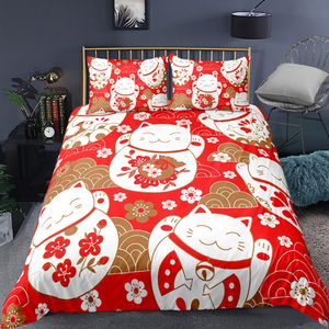 Luxury Home Textile Japanska Körsbärsblommor Stil 2 / 3PCS Sängkläder Sängkåpa Duvet täcker kuddeuppsättningar 210319