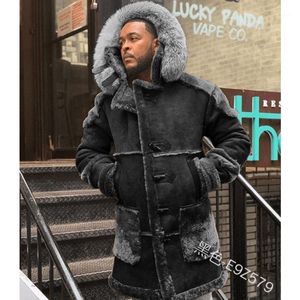 Mäns Jackor Faux Fur Coat Mens Plus Size Jacket Vinter Hooded Single Breasted Zipper Fickor Långa män Suede Outwear