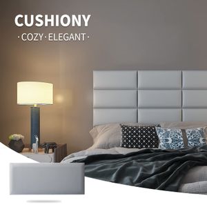 Art3d 4-teiliges Kopfteil zum Abziehen und Aufkleben für ein Queen-Size-Bett in Weiß, Größe 25 x 60 cm, 3D-schalldichte gepolsterte Wandpaneele