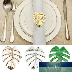 6Pcs/Set Tropical Gold Leaf Napkin Rings for Wedding Party Napkin Holder Metal Circ Napkin Buckle Holiday Table Decoration Gift Factory price expert design Quality