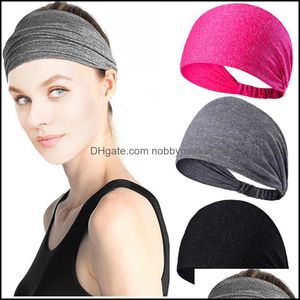 Headbands jóias de cabelo mulheres larga esportes elásticos desenhista absorver suor sem deslizamento yoga hairband cabeça lenço para meninas fêmea luxo gota deliva