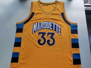 Raro basquete jersey homens jovens mulheres vintage # 33 Jimmy Butler 33 Marquette Amarelo High School College Tamanho S-5XL personalizado qualquer nome ou número