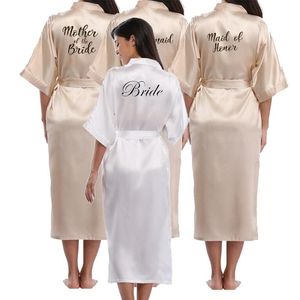 Bridesmaid champagne Large Plain Mother Bride Kimono Silk Satin Lace Night Dress Gown Wedding Robes Bathrobe Ladies Robe 210901