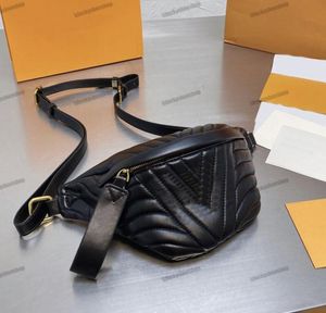 Luxurys Bel Çanta Göğüs Paketi Siyah Beyaz Unisex Çanta Çanta Dalga Deseni Çoklu Pochette Orijinal Deri Mektup Baskı Ayarlanabilir 233m