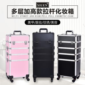 New Women Trolley Cosmetic Bags on WheelNails Makeup ToolboxDetachable Foldable Beauty Suitcase Travel bag vs Rolling Luggage