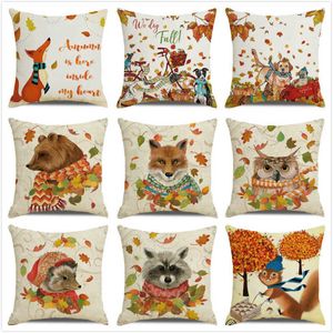 Lycklig Thanksgiving Dekorativa kuddar Print Söt Pet Cushion Inen Sofa Sittkudde COVER Party Home Decor Pillowcase