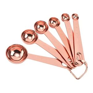 Stainless Steel Copper Measuring Spoon Kitchen Baking Tools Rose Gold Measure Spoons Cup 6pcs/set WHT0228