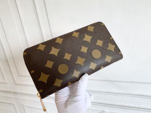 Mode Blumen Designer Brieftaschen Luxurys Männer Frauen Ledertaschen Hohe Qualität Klassische Buchstaben Schlüssel Münze Geldbörse mit Box Plaid Kartenhalter Zippy Clutch 600-17a