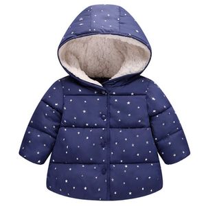 Crianças Outerwear casaco inverno bebê meninos meninas jaquetas estrela impressão casaco bebê bebê morno parkas grosso crianças com capuz 2-6t h0910