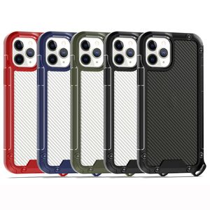 Carbon Fiber Armor Clear Military Cases Shockproof Acrylic Hard PC TPU Cover For iPhone 13 12 11 Pro Max 8 Plus XR XS Samsung S20 FE S21 Ultra A21S A10S A20S A11 A31 A51 A71