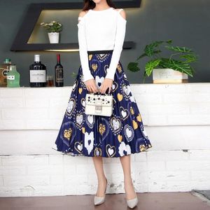 Skirts Chirtmas Womens 2021 Print Cartoon Pattern Empire High Elastic Women Midi Skirt Big Swing Party Holiday Street