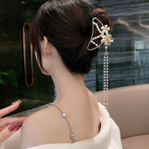 Koreanische lange Quaste Perle Haarspangen Metall Schmetterling Haarspangen Temperament Clip Hai Haarnadel INS Persönlichkeit Grab Dusche Disk Haar Schmuck Artefakt Kopfschmuck