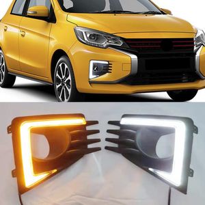 1 zestaw samochodów DRL Lampa LED dzienne światło do jazdy dla Mitsubishi Mirage 2020 2021 Dynamiczna żółta funkcja sygnału zwrotnego 12V