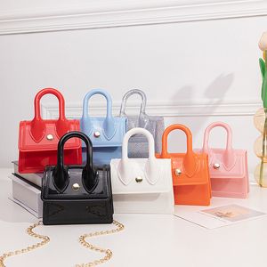 Girls Mini Borse Bashion Children Bagly Princess Jelly Bags Woman Casual One Shole Small Borse Square Kids Change Change Purse F293