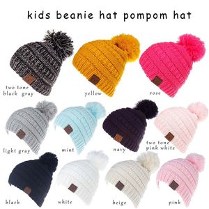 New knitted hats for boys and girls Labeled wool ball hat