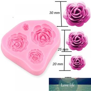 Tool 1PCS 3D Rose Flowers Shape cake mold 4 Sizes Silicone Pink Fondant Chocolate Soap DIY Pastry Baking Forms
