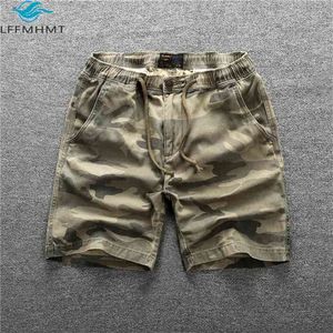 207 Forma de verão Calções de carga direta masculino esporte casual meio comprimento de algodão puro estilo militar camuflagem roupa de trabalho homens 210720