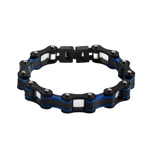 Factory customizat Wholesale Metal Stainless Steel Biker Men's Motorcycle Chains Punk Rock Man Bracelet Color Black Blue Jewelry