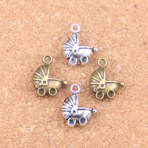 67 adet Antik Gümüş Bronz Kaplama 3D Bebek Arabası Buggy Pram Charms Kolye DIY Kolye Bilezik Bileklik Bulguları 16 * 13mm