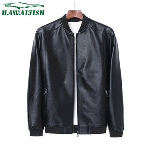 Hawaifish Brand Motorcykeljacka Män Höst Casual Fashion PU Biker Kläder Solid Högkvalitativ Coat Plus Size 211009