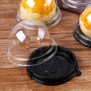 100 Nova rodada de plástico lua caixa de bolo embalagem ovo yolk sopro recipiente transparente mooncake cúpula caixas de cozimento caixa de embalagem y0712