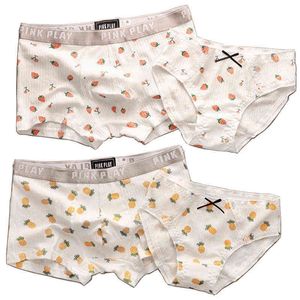 Coppia Mutandine Set Mutande da uomo Biancheria intima da donna Mutandine di cotone per mutandine dell'amante Stile frutta Boxer intimo intimo H1214