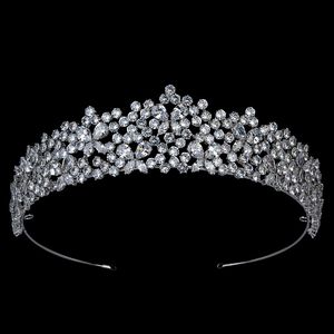 Tiaras och hadiyana brillante utsökta kvinnor bröllop hår tillbehör smycken krona cubic zirconia bc5713 corona princesa