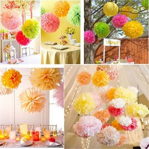 Flores decorativas grinaldas de 10pcs 8 polegadas de papel artesanal papel pom pom poms ball de casamento decoração de carro para decoração de festa no jardim de casa 6zsh