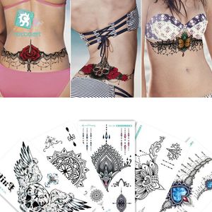 Chest/Back/Belly/Waist Temporary Tattoo Large Pattern Sticker Shoulder Arm Sternum Tattoos Sexy Henna Body Paint For Female