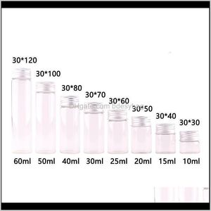 Stoccaggio Organizzazione delle pulizie Casa Giardino10Ml 15Ml 20Ml 25Ml 30Ml1Oz 40Ml 50Ml 60Ml2Oz Bottiglie di spezie in vetro trasparente Vasi Terrari