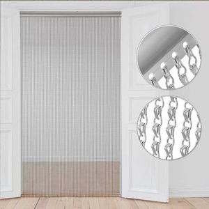 VEVOR Aluminum Metal Chain Curtain 84x35 Inch Silver Chain Curtain Door Screen Curtain Room divider Domestic Commercial Use 210712