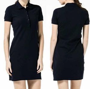 Designer feminino crocodilo vestido polo bordado requintado decoração vestidos de verão casuais femininos lapela pescoço uma linha de alta qualidade