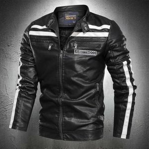 男性の秋のオートバイのジャケット男性の壁のジャケット男性の衣類スマートバイカージャケットスリムフィットスタンドカラーのフェイクレザー211009