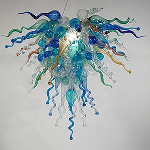 European Design Murano Chandelier Lamp 32 Inches Hand Blown Glass Pendant Lights Multi Colored Suspension Table Top Lighting Kitchen