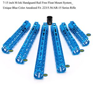 7/9/10/12 / 13.5 / 15 'дюйма M-lok Handguard Rail Picatinny Free Float Mount Sysem Ultralight_unique Blue Color Anodized