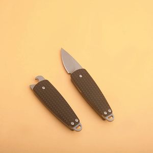 Promotion 7086 EDC Pocket Folding Knife 8Cr13Mov Titanium Coated Blade GRN Handle Outdoor Gear With Bottle Opener