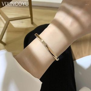 Bangle Japan South Korea Fashion Simple Basic Glossy Titanium Steel Gold Plated Bracelet Woman Jewelry Temperament Gift