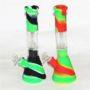 Percolator Silicone Bongs Hookahs Platinum Curvado Silicon Smoking Tubulações Dab Rigs Petróleo Terp Slurper Quartz Bangers