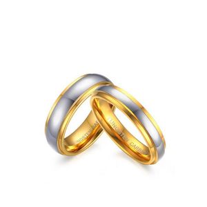 結婚指輪カップルジュエリー彼の彼女の磨きセンターステップタングステン炭化物バンドリング女性男性6mm mm価格1pce