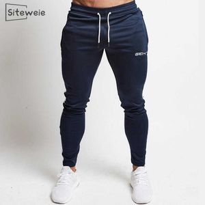 Siteweie Sportkläder Fitnessbyxor Män Gym Skinny Sweatpants Outdoor Cotton Track Pant Bottom Jogger Workout Trousers L244 210702