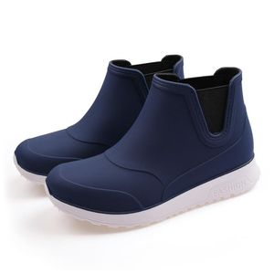 Top Qualit Ankle Comfortable Rain Shoes Women Waterproof Water Shoes Ankle Pvc Rainboots New Female Fashion Solid Fishing Boots Slip On Winter Cotton